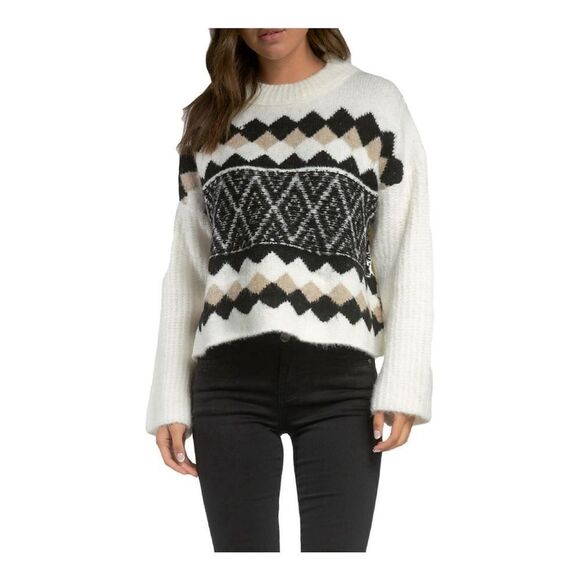 Elan Rock soft oversized L pullover striped triangle sweater - Picture 1 of 5